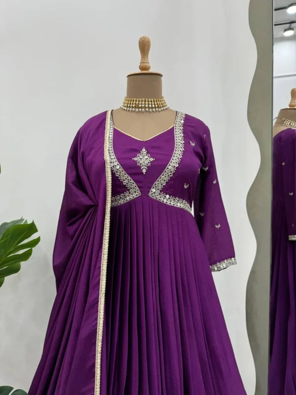 Festival Wear Georgette Purple Gown - Image 3