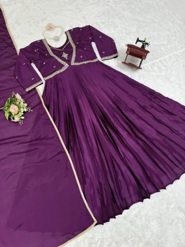 Festival Wear Georgette Purple Gown - Image 4