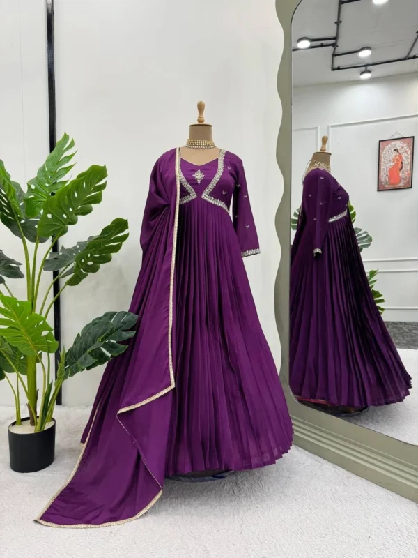 Festival Wear Georgette Purple Gown - Image 2