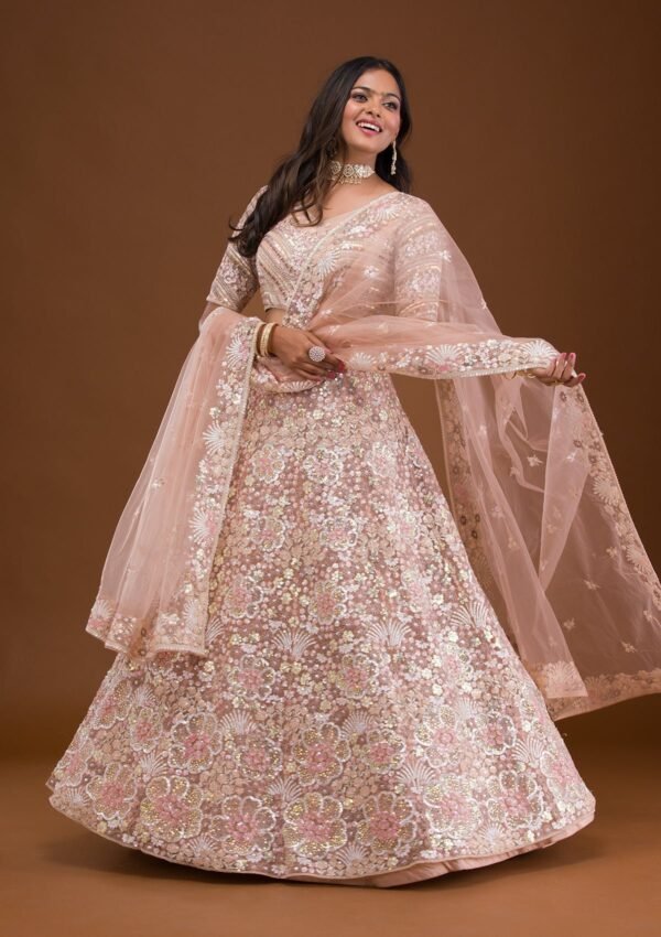 Wedding Wear Light Pink Lehenga Choli