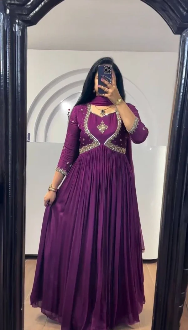 Festival Wear Georgette Purple Gown