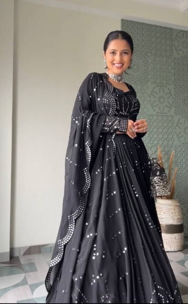 Wedding Wear Georgette Black Lehenga Choli - Image 2