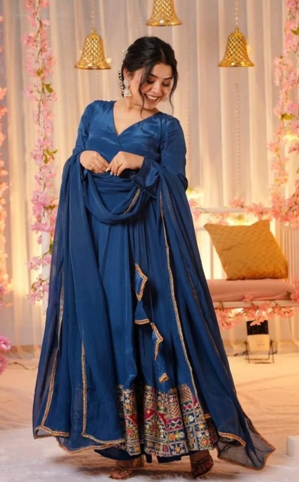 Party Wear Georgette Blue Anarkali Set