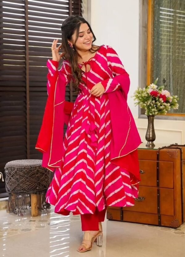 Ready To Wear Organza Pink Anarkali Suit - Image 3