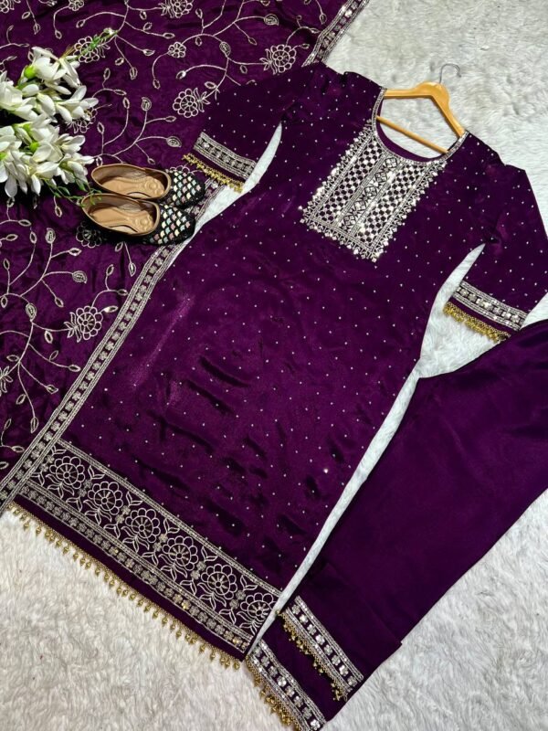 Georgette Party Wear Purple Kurta Set - Image 2