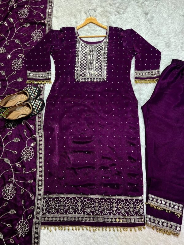 Georgette Party Wear Purple Kurta Set - Image 3