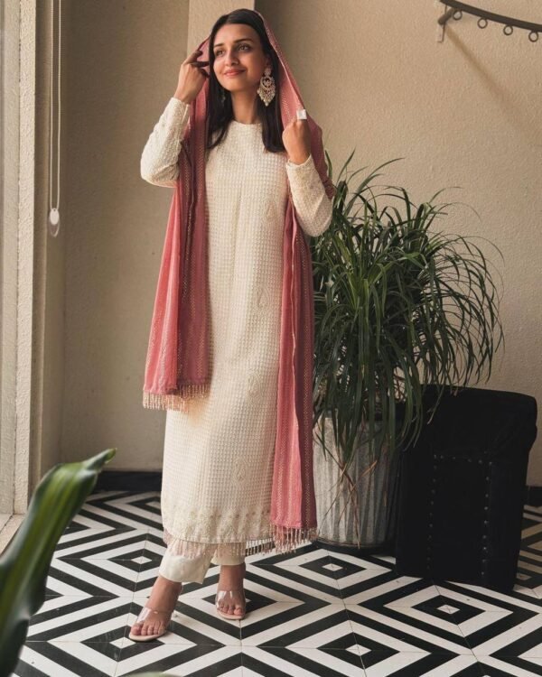 Women's Wear Embroidery White kurta Suit