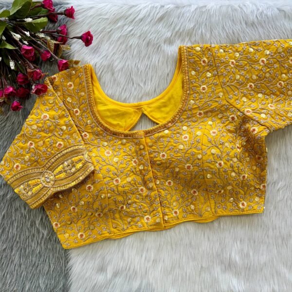 Designer Embroidery Yellow Blouse