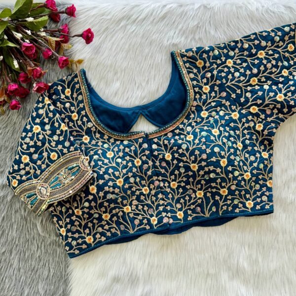 Designer Embroidery Blue Blouse