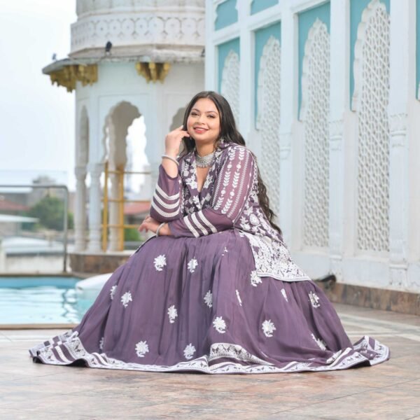 Dusky Purple Blazer Lehenga Set - Image 3