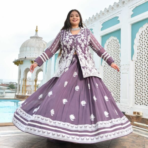 Dusky Purple Blazer Lehenga Set - Image 2