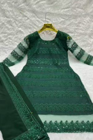 Embroidered Green Ethnic Dress Set
