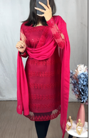 Embroidered maroon  Ethnic Dress Set