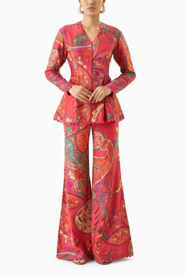 Green Georgette, Muslin Safari Embroidered Back Tie Up Choli With Sharara