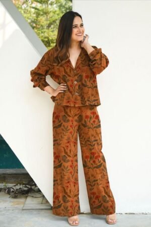 Ivory Habutai Floral Printed Co-Ord Set