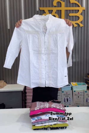 Cotton Linen Embroidered Summer Top for Women