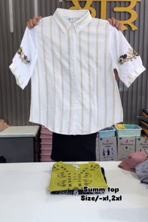 Cotton Linen Embroidered Summer Top for Women