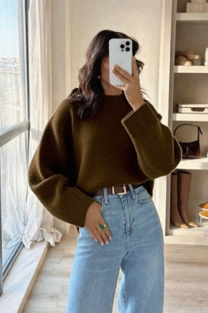 Women's Dark Brown Oversized Knit Sweater