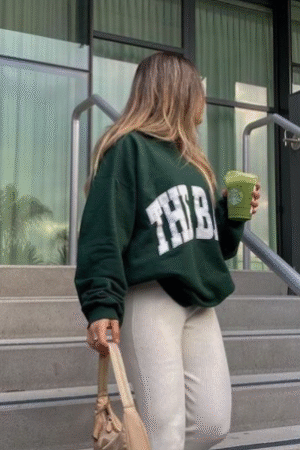 Women's Dark Green Graphic Oversized Sweatshirt