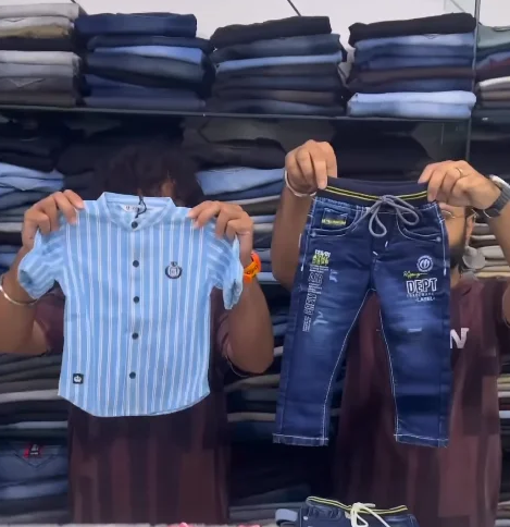 Blue Striped Shirt & Stylish Denim Jeans Kids’ Outfit Set