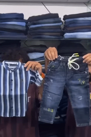 Trendy Kids’ Striped Shirt & Denim Jeans Outfit Set