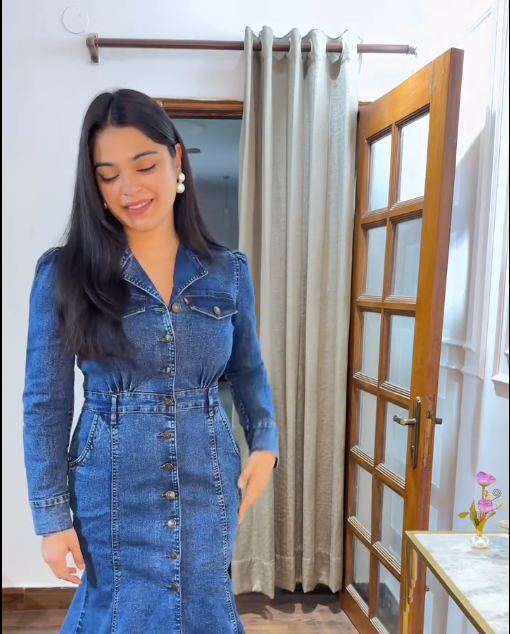 Women’s Blue Denim Maxi Dress with Front Buttons - Image 2