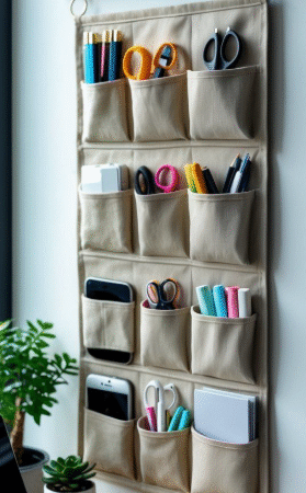 Hanging Fabric Wall Organizer with Multiple Pockets – Space-Saving Storage for Office, Bathroom & Home