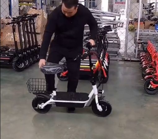 Foldable Electric Scooter with Seat & Basket – Heavy Duty E-Scooter for Adults with Long Range & Shock Absorption